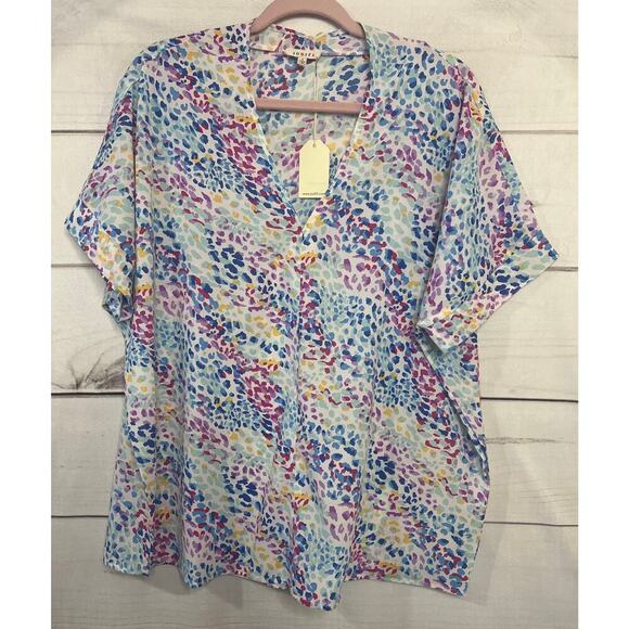 Jodifl NWT Size SM Top Short Sleeve Lightweight Multi Color Print - Picture 1 of 6